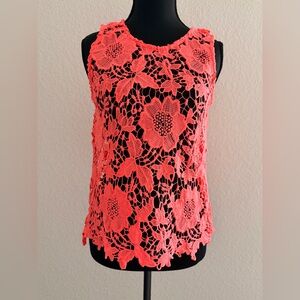 Rue21 Neon Coral Floral Lace Top | Bright Summer Boho Blouse